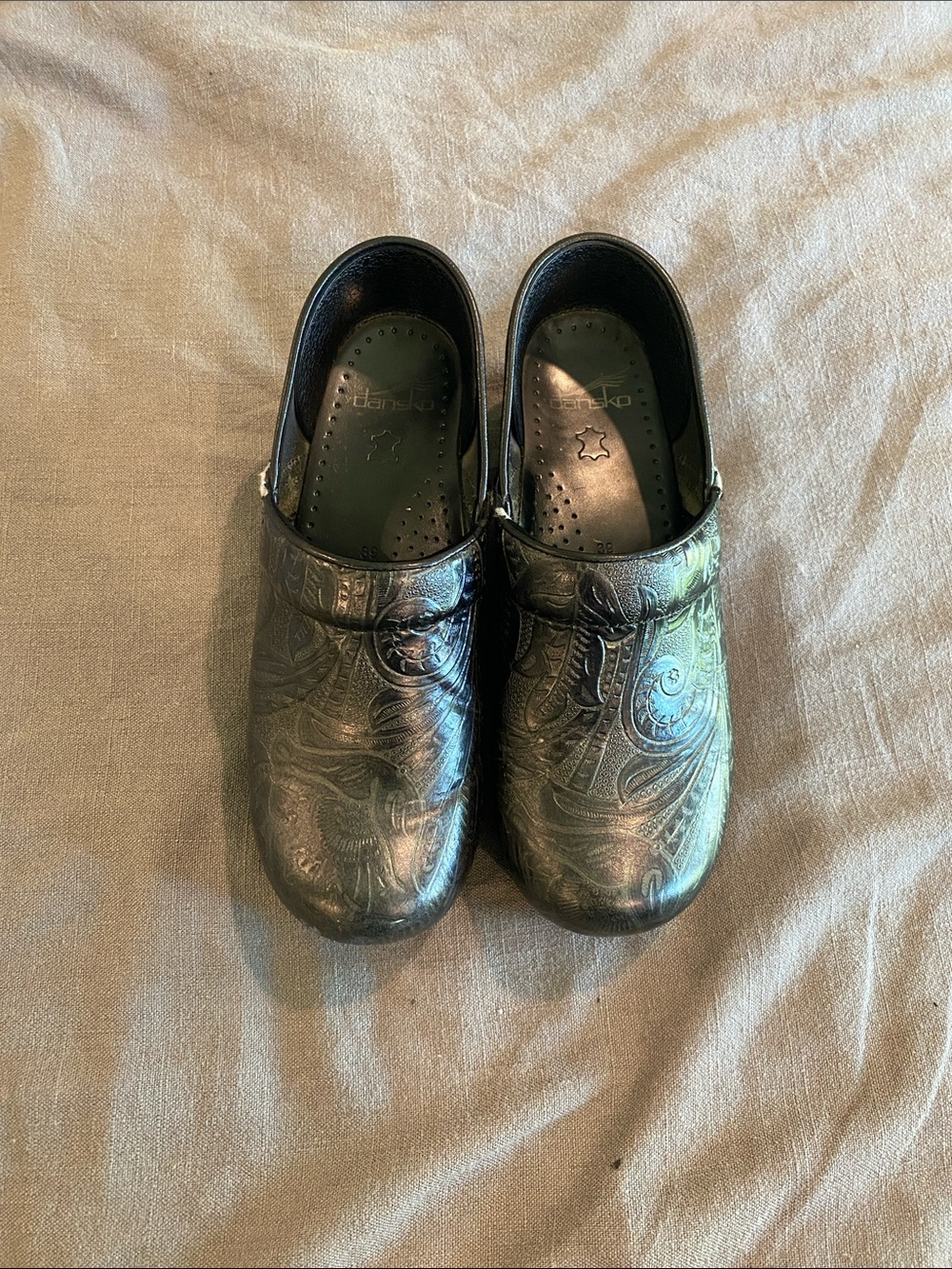 Dansko Black Embossed Clogs